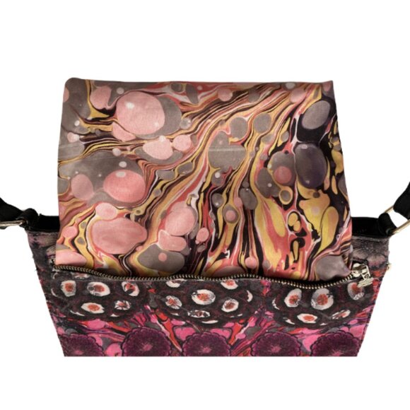 DESIGUAL Floral Pink Purple Black Faux Leather Crossbody Bag - Picture 12 of 15